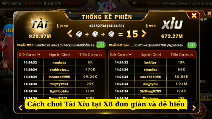 Cách chơi Tài Xỉu tại X8 đơn giản và dễ hiểu